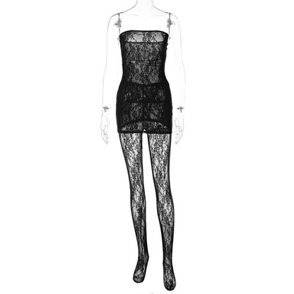 Miami Nights Lace Tube Dress and Lace Leggings – Secret Wardrobe Collection